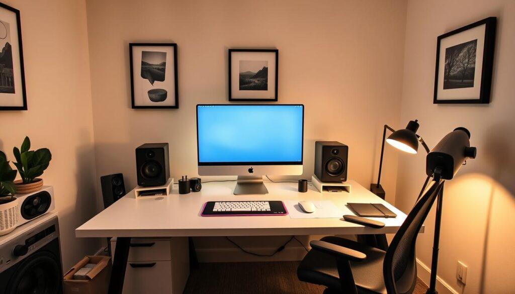 A well-equipped home office with a sleek, modern desk, a state-of-the-art computer, and various ergonomic accessories. The lighting is warm and inviting, creating a cozy atmosphere. The walls are adorned with minimalist artwork, complementing the clean, professional aesthetic. The scene is captured with an iPhone 16 Pro Max, showcasing the high-quality camera and attention to detail in the image. The overall impression conveys the importance of proper equipment and furnishings when considering tax implications in the context of a home-based business. A well-equipped home office with a sleek, modern desk, a state-of-the-art computer, and various ergonomic accessories. The lighting is warm and inviting, creating a cozy atmosphere. The walls are adorned with minimalist artwork, complementing the clean, professional aesthetic. The scene is captured with an iPhone 16 Pro Max, showcasing the high-quality camera and attention to detail in the image. The overall impression conveys the importance of proper equipment and furnishings when considering tax implications in the context of a home-based business.